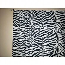 Zebra Print Window Curtain Panel 58" Wide - Black - View 1