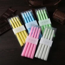 12 Stücke klassische romantische rote & weiße Notfall-Kerzen, rauchfreie Langstiel-Kerzenhalter für Zuhause, Hochzeiten, Kerzenlicht-Dinner