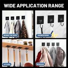5/10pcs Large Adhesive Hooks 22Ib(Max), Waterproof And Rustproof Wall Hooks For Hanging Heavy Duty, Stainless Steel Towel And Coats Hooks To Use Inside Kitchen, Bathroom, Home And Office (Black, Gold, Clear) - Multicolor - View 5