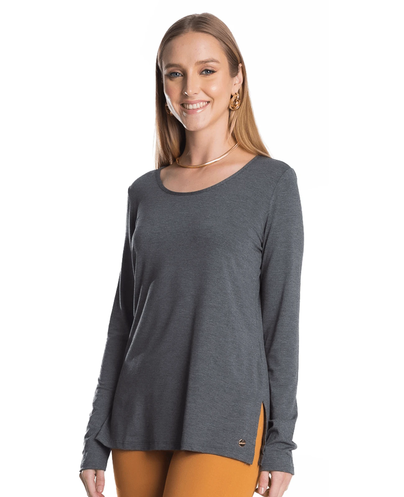 Women's Basic Endless Long Sleeve Blouse Gray - Xám - Xem 1