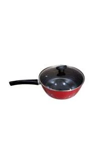 24 Cm Large High Deep Non-Stick Frying Pan With Glass Lid + Spatula - 黑色 - 查看 5