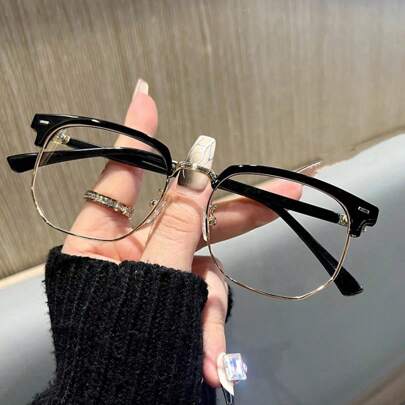 1pc Metal Men's TR Fashion Decor Clear Lens Eyeglasses For Daily Use, St. Patrick's Carnival Glasses Accessories