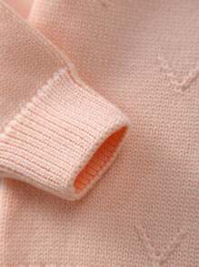 年轻女孩休闲针织圆领刺绣毛衣，秋冬 - 粉色 - 查看 6