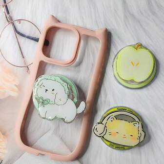 1ชิ้น ที่ยึดโทรศัพท์แม่เหล็ก Cat/Dog Magsafe แบบใส แม่เหล็กแรงสูง, ที่ตั้งแหวนนิ้วกันตกแบบหมุนได้, สร้างสรรค์ & เป็นส่วนตัว