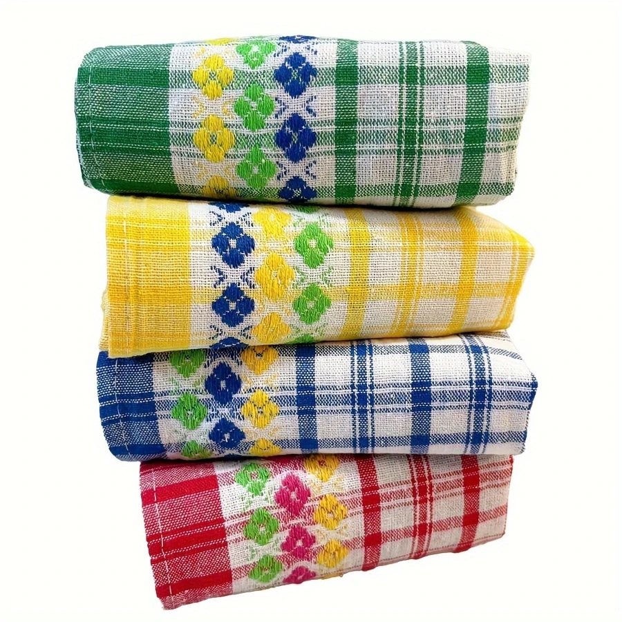 4/8pcs Kitchen Dishcloth, Super Absorbent Soft Dish Rag, Vivid Color Dish Towels, Woven Jacquard Dish Mat, Home Kitchen Bathroom Decor Tea Towel, Random Colors - Multicolor - View 1