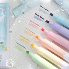 6 pièces/set stylo surlignage en forme de rouge à lèvres, jeu de marqueurs de couleur, stylo pour étudiant, papeterie, stylo fluorescent multicolore, peut être utilisé comme pendentif, cadeau d'Halloween, cadeau de Noël