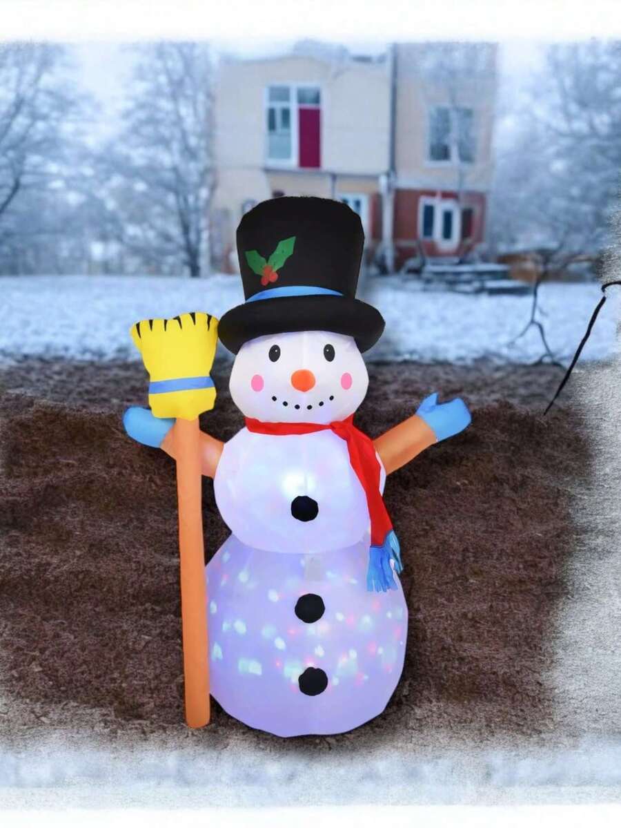 Muñeco de Nieve Inflable 120 CM con Luces Led Estatua Inflable de Navidad para Exteriores