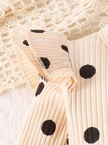 2pcs Baby/Toddler Girls' Cute Polka Dot Print Long Sleeve Romper And Pants Set, Lightweight Spring Autumn