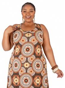 Women's Plus Size Loose Dress - Maroon - View 4