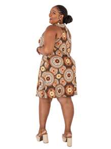 Women's Plus Size Loose Dress - Maroon - View 3