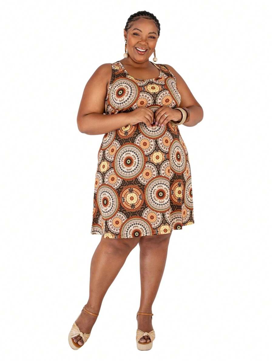 Women's Plus Size Loose Dress - Maroon - View 1