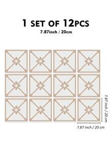 12 buc - Autocolante autoadezive detașabile, impermeabile, rezistente la umiditate, pentru perete și faianță, model geometric în stil marocan, negru-maro/roz-alb/bej-alb/bej-negru, decor de casă, disponibile pentru bucătărie, baie, dormitor, birou, sală de clasă, gresie/faiță de podea 20 cm * 20 cm, gresie/faiță autoadezivă, decor pentru living/cameră de zi