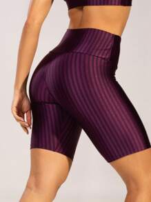New Zig Cycling Shorts Fitness 3D Ikat Women's Polyamide High Waist Gym Workout - 紫色 - 查看 3