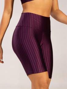 New Zig Cycling Shorts Fitness 3D Ikat Women's Polyamide High Waist Gym Workout - 紫色 - 查看 2