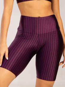 New Zig Cycling Shorts Fitness 3D Ikat Women's Polyamide High Waist Gym Workout - 紫色 - 查看 1