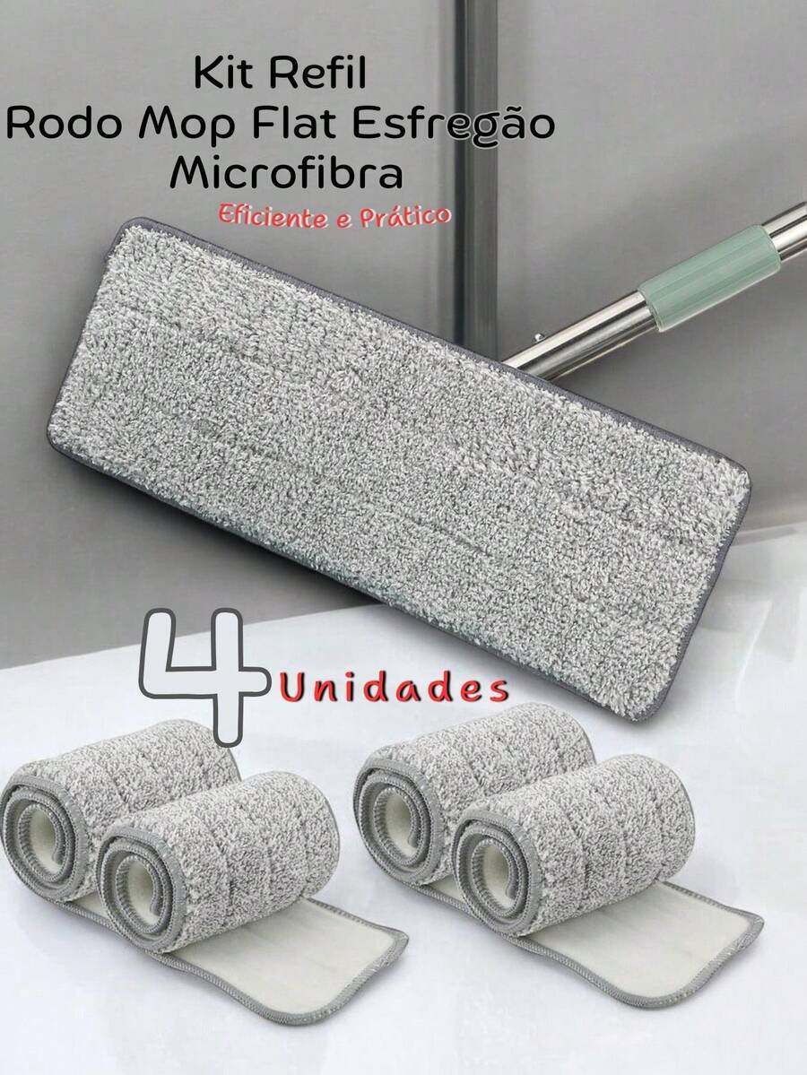 Mop Refill Flat Squeegee Spray Mop Home Cleaning Non-Scratch Microfiber Wholesale Kit 04 Units - 4 件 - 35X12CM - 查看 1