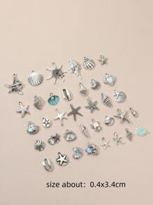 10/20pcs Assorted Starfish, Seashell, Conch Series Zinc Alloy Y2K Pendants For DIY Jewelry Making - Multicolor - View 2