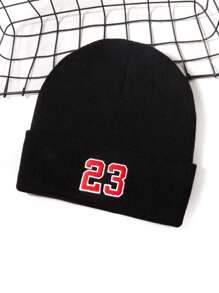 1pc Men/Women Embroidered 23 Pattern Casual Streetwear Beanie, Warm & Windproof Knit Cap For Outdoor Sports, Suitable For Daily Wear, Autumn/Winter