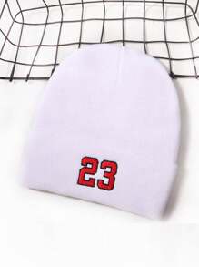 1pc Men/Women Embroidered 23 Pattern Casual Streetwear Beanie, Warm & Windproof Knit Cap For Outdoor Sports, Suitable For Daily Wear, Autumn/Winter