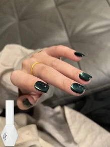 MISS SHAKA Autumn And Winter Internet Celebrity Hit Product Cat Eye Gel 2024 New Style Show White With Green Glass Beads Cat Eye Gel Nail Polish Nail Salon Special St. Patrick's Day