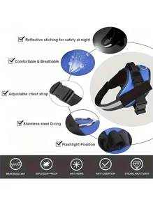 Dog Harness No-Pull Reflective Dog Vest Harness, Breathable Adjustable Pet Chest Strap With Control Handle For Outdoor Walking