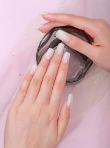 20 Stücke halb-aushärtende Gel-Nagelfolien, klare und sanfte milchig-weiße Farbverlauf Kristall Nail Art Aufkleber, selbstklebende Full-Wrap Nail Art, müssen mit UV-Lampe verwendet werden, einfach anzubringen und zu entfernen, geeignet für Frauen und Mädchen für tägliche Party-DIY Nail Art