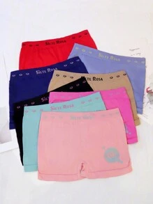 8pcs/Set Women's High Waist Elastic Anti-Light Four Corner Briefs With Simple Design And Cute Letter Print, Available In Various Colors Sports
