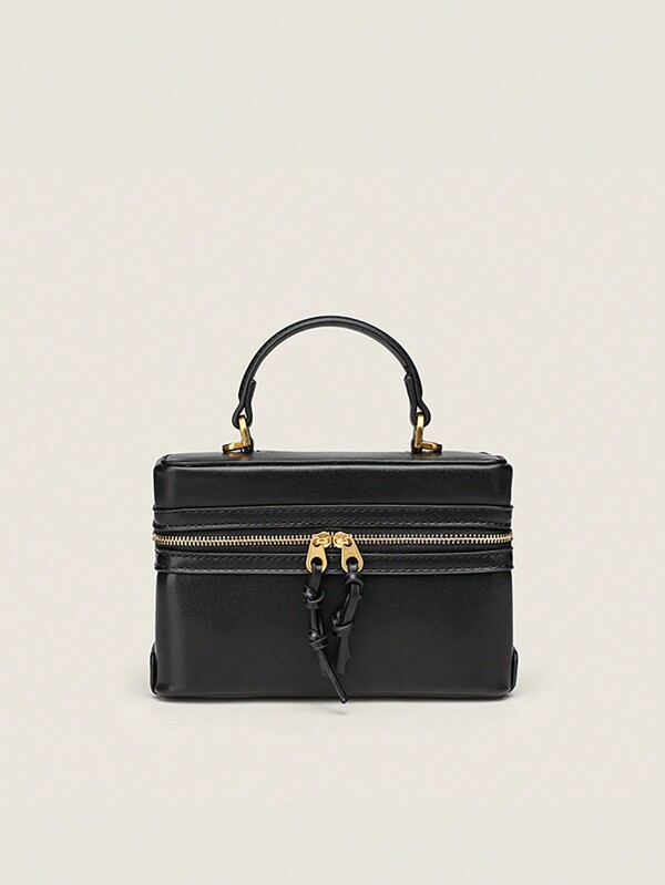 2024 New Fashion Black Square Box Bag, PU Leather Handbag, Shoulder Bag, Crossbody Bag, Suitable For Banquet, Shopping, Commuting, Middle School, High School, University, Bags Ladies Elegant