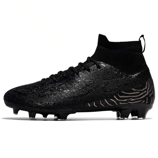 Outdoor Sports Cleats Shoes For Men And Women, Suitable For Football/Soccer/Baseball, Artificial Turf & Natural Grass Studs, Anti-Slip, Comfortable, Leather Material, Black High-Top Professional Football/Soccer Shoes For Teenagers World Cup, Best & Lowest Price