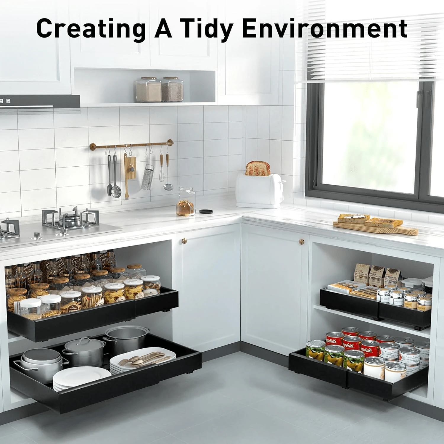 1pc Expandable (12.6''20.47'') PullOut Drawer Organizer