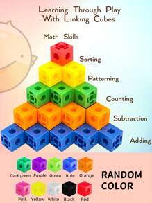 100pcs/Box DIY Children Building Blocks Toys, Creative Assembly Magic Square Plastic Cubes Montessori Educational Toys, Mathematic Connection Cubes For 3-6 Year Old Boys Girls, With Storage Box