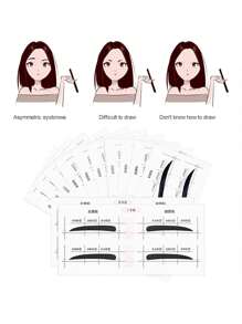 12支48支眉卡，有12种眉形选择，一支4支，适合新手化妆眉形造型、化妆、便宜、房间装饰、梳妆台、旅行、卧室、化妆配件