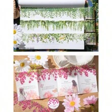 have a good day 1 rouleau de 200 cm (78,74 pouces) d'autocollants en rouleau sur le thème des fleurs et de la vigne. Décoration de découpe, journalisation personnalisée, décoration esthétique, matériel de scrapbooking, album photo DIY, collage, cartes, fournitures de bureau et scolaires
