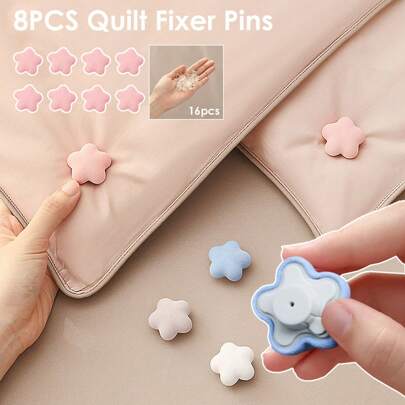 8Pcs Flower Quilt Holder One Key To Unlock Bed Sheet Duvet Cover Fastener Clips Anti-Slip Blanket Buckles Comforter Fixer Pins
