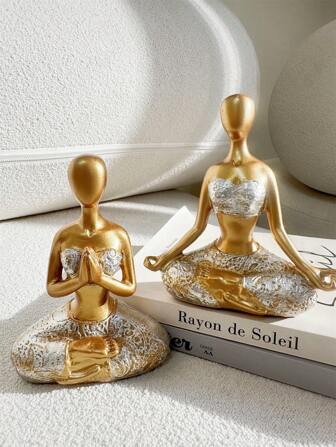 1 件树脂女孩瑜伽装饰雕像，家居装饰品，适合客厅、酒吧、咖啡厅的可爱装饰