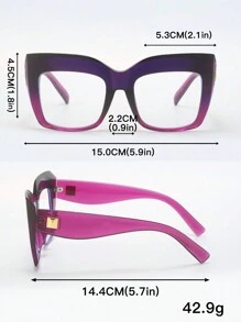 Oversized Cat Eye Clear Lens Glasses Retro Gradient Jelly Color Spectacles Party Prom Decorative Glasses For Women Men - Clear - View 6