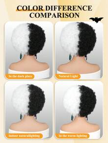 Tóc giả Afro đen trắng thập niên 70 Tóc giả xoăn cho phụ nữ Tóc giả Afro không keo Tóc giả dài bồng bềnh và mềm mại trông tự nhiên Tóc giả Afro phồng lớn có mái Tóc giả Afro bằng tóc tổng hợp dùng hàng ngày (Đen trắng) - Đen và trắng - Xem 9