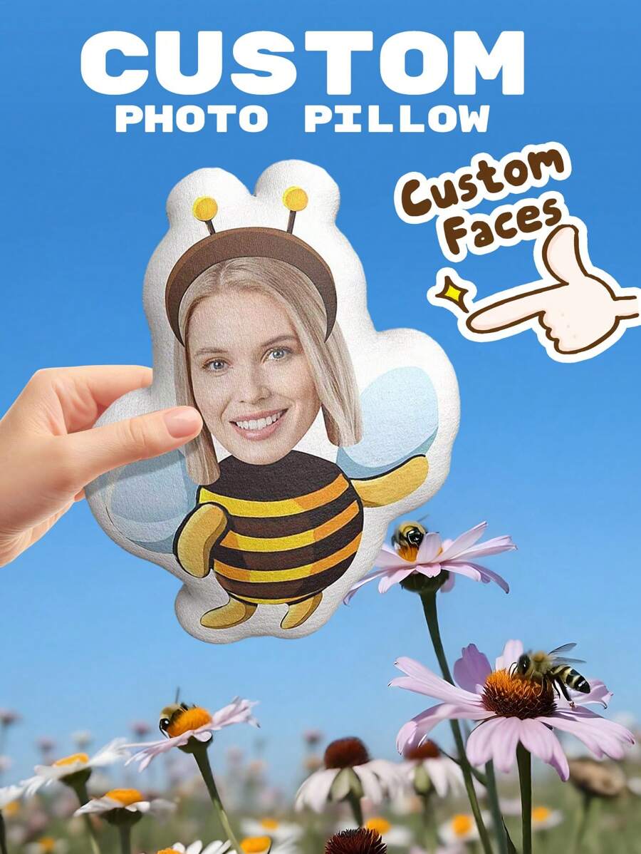 1pc Custom Throw Pillow - Personalized Photo | Adorable Animal And Funny Styles | Ideal Gifts For Him, Her, Boyfriend, Girlfriend, Dad, Mom, Family, And Friends | Perfect For Indoor Decor - Sofa, Bed, Car, Tea Room, Bedroom, Living Room | Unique Face Pillow For Valentine's Day, Mother's Day, Birthdays, Children's Day, Father's Day, Anniversaries, Graduation, Weddings, Christmas | Available In Various Sizes Unique For Housewarming