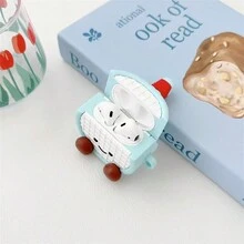 可爱羽毛羽毛球拍设计硅胶保护套兼容 Airpods Pro 2/Airpods 3/Airpods 1&2，软套防震女士耳机配件 - 白色 - 查看 5