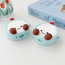 可爱羽毛羽毛球拍设计硅胶保护套兼容 Airpods Pro 2/Airpods 3/Airpods 1&2，软套防震女士耳机配件 - 白色 - 查看 7