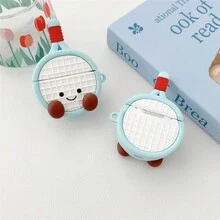可爱羽毛羽毛球拍设计硅胶保护套兼容 Airpods Pro 2/Airpods 3/Airpods 1&2，软套防震女士耳机配件 - 白色 - 查看 8