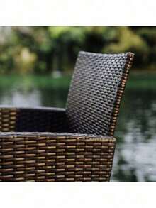 3PC Patio Outdoor Chairs Set With Table, Outdoor Wicker Furniture Set For Lawn - 棕色/米色 - 查看 10