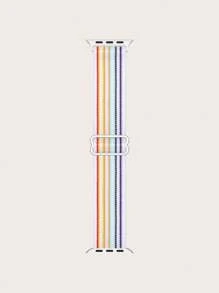 1pc Nylon Watch Band Fit For 38/40/41/42/44/45/49mm Apple Watch SE/Series 9/8/7/6/5/4/3/2/1/Ultra 2, Elastic Rope, Canvas Strap, Rainbow, Bohemian, Leopard Print, Animal Footprint Design