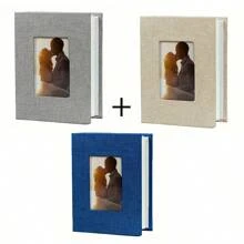 Álbum de fotos de boda de lona elegante de 6 pulgadas, con 100 bolsillos - Ideal para aniversarios, graduaciones, recuerdos de fiestas - Hermosa tela cubierta, disponible en blanco, rojo, negro, beige, gris, azul, gran regalo de cumpleaños - Multicolor - Ver 11