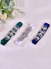 1 件伴娘礼服腰带，手工玻璃水晶装饰腰带，婚纱配饰，莫兰迪色 - A - 查看 1