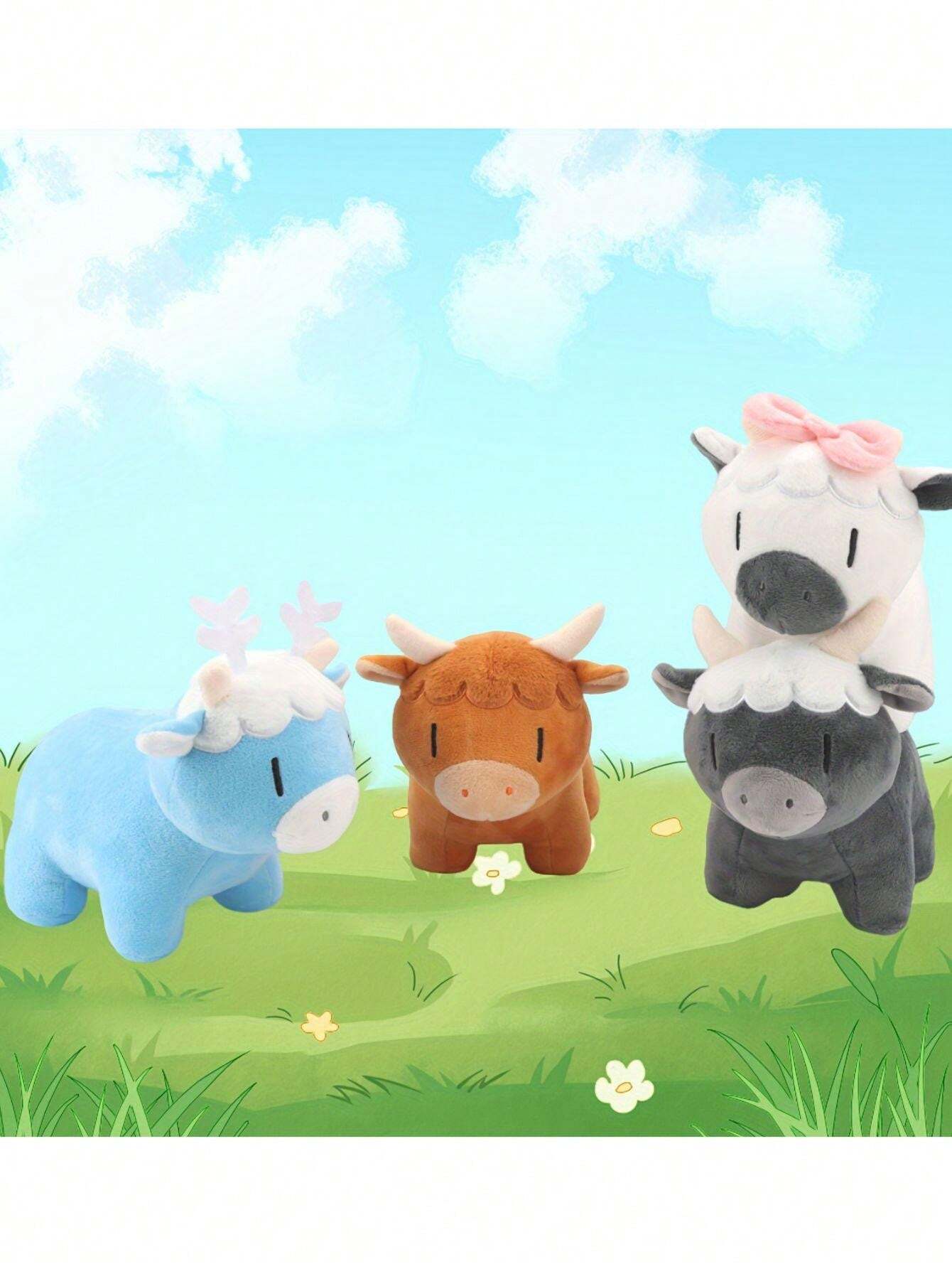 Fields Of Mistria Plush Toy Collection - Synthetic Fiber Cow & Chicken ...