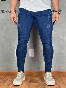 Premium Super Skinny Basic Jeans 01 - 藏蓝色 - 查看 3