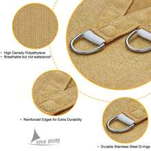 LOVE STORY Multicolor Sun Shade Net Anti-UV Sunshade Net Taped Edge Sun Net Mesh Pool Anti-UV Awning Plant Shed Sail - Khaki - View 2