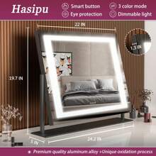 Hasipu LED Makeup Mirror 24.2"X19.7" With 3-Color Dimmable And Smart Touch, Ideal For Bedroom, Living Room, Dressing Room, Barber Shop, Hotel, Lovely Christmas Gift Home Bathroom Decor Summer Makeup Organizer Bathroom Accessories Back To School - US A Type Plug(110-127V) - View 5