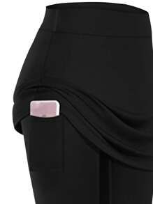 1 件女式加大码运动短裙 - 仿紧身裤和裙子组合，运动瑜伽休闲外套仿紧身裤和裙子 - 彩色 - 查看 5